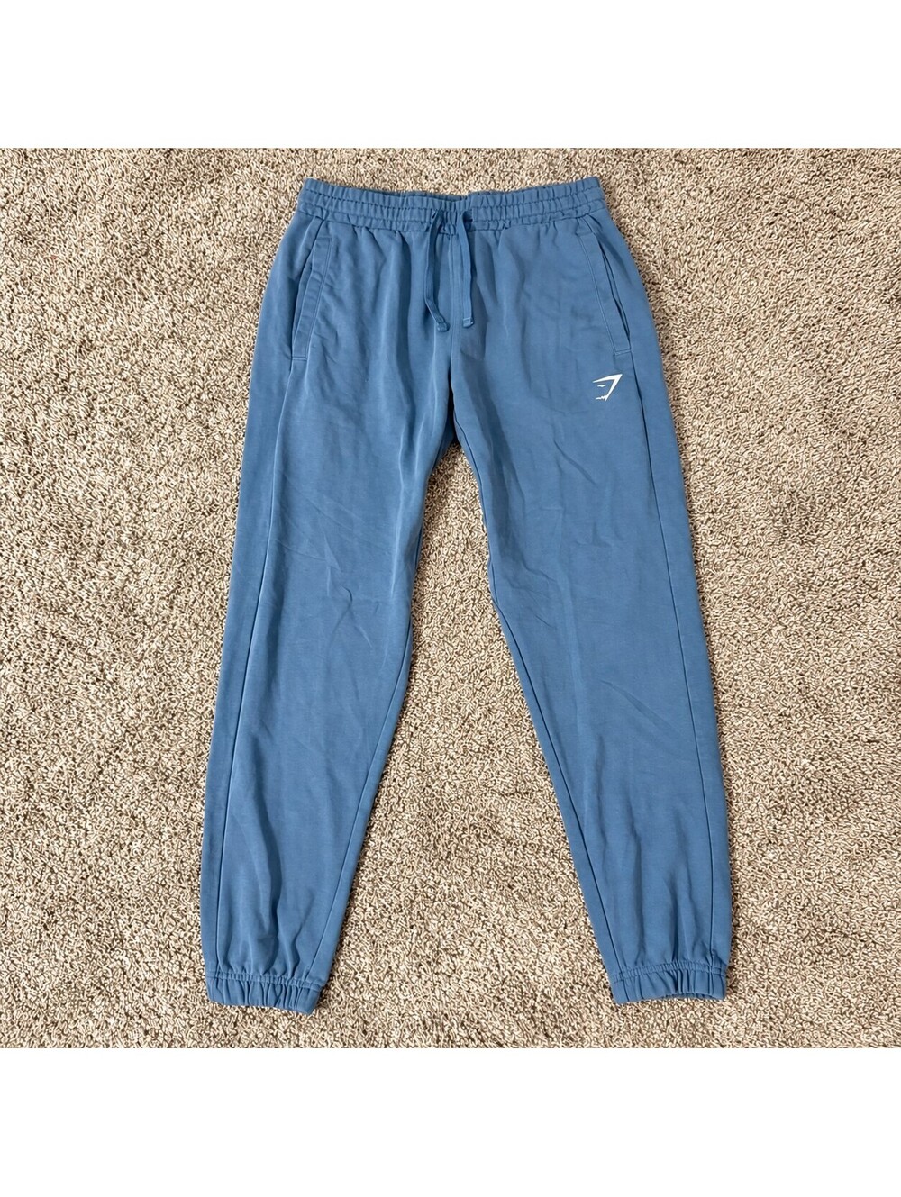Gymshark Mens Blue Joggers Medium Sweatpants Drawstring Cuffed Gym Athleisure